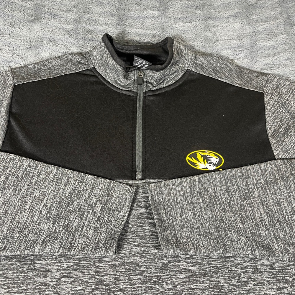 Colosseum Mens XL Missouri Tigers Mizzou Quarter Zip Pullover Gray Black AN673‎
